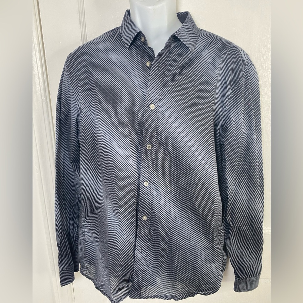 A/X Armani Exchange Navy and White Striped Shirt